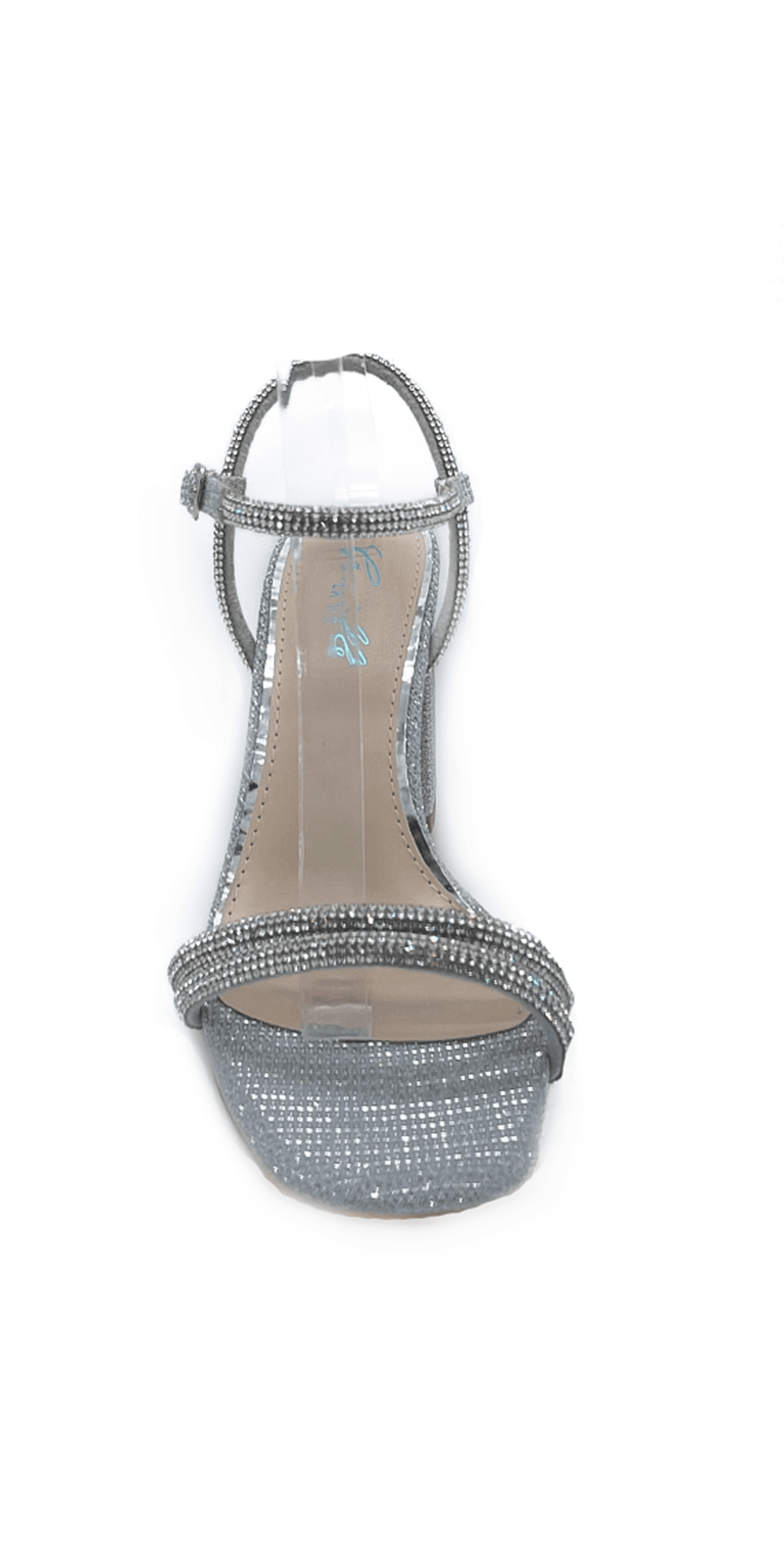 Glitter Double Strap Rhinestone Block Heel Sandal Image 2