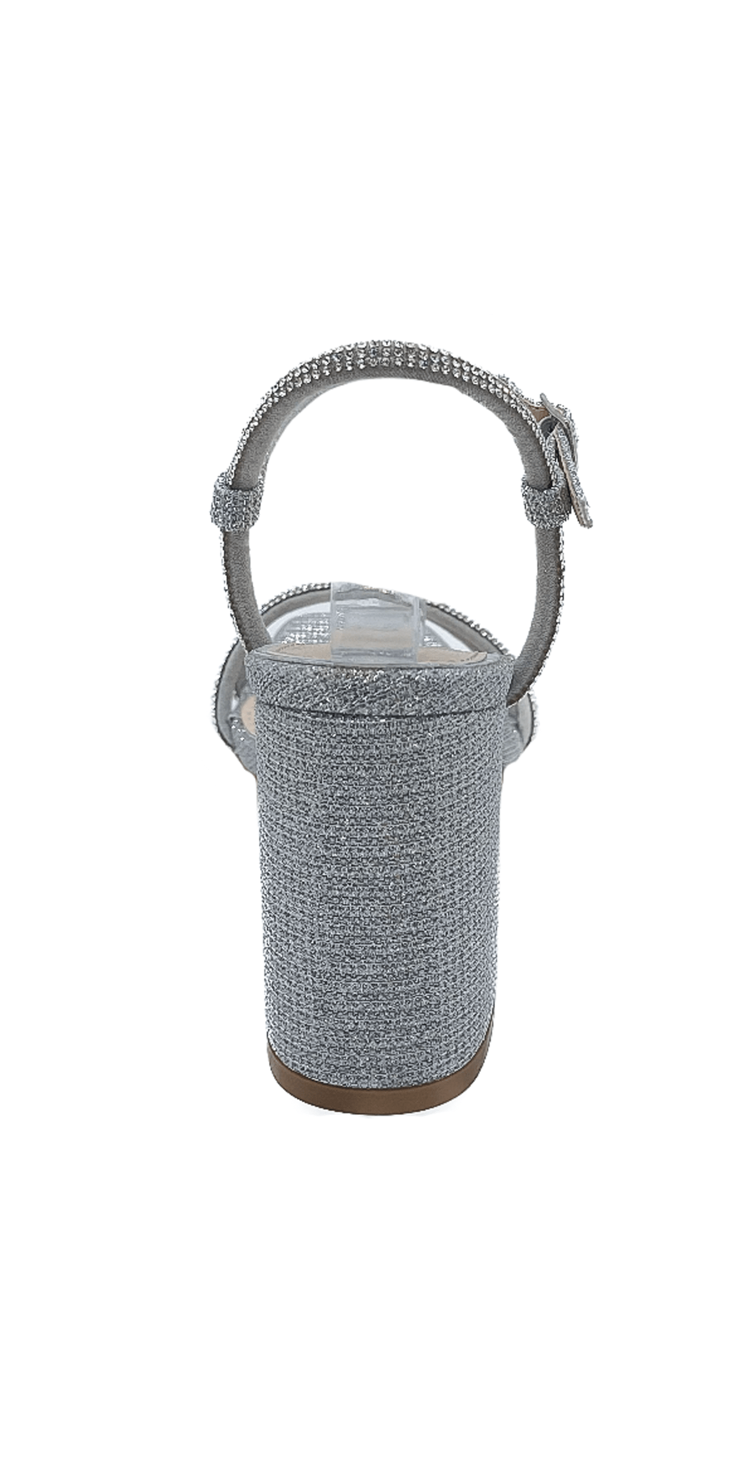 Silver/ Size 7/Camille La Vie/ Glitter Double Strap Rhinestone Block Heel Sandal/Back