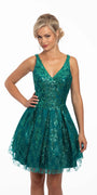 Sequin Glitter Criss Cross Fit and Flare Dress Image 1