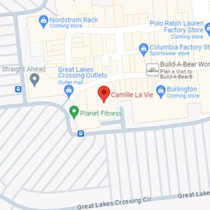 Shop dresses for Prom, Homecoming, Evening, Wedding, and more at Camille La Vie in Auburn Hills Map