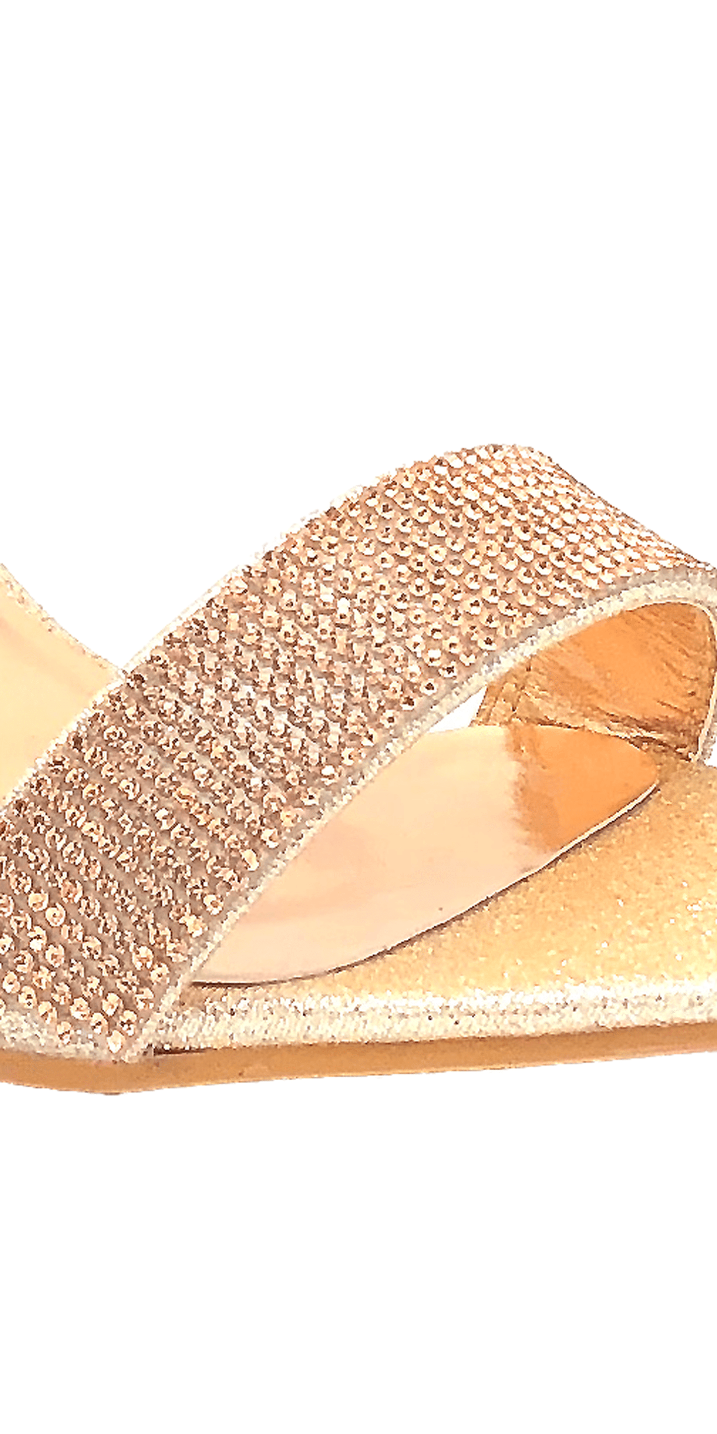 Camille La Vie/ Caroi Rhinestone Mid Heel Zip Back Ankle Strap Sandal /size 5.5 / champagne/close up