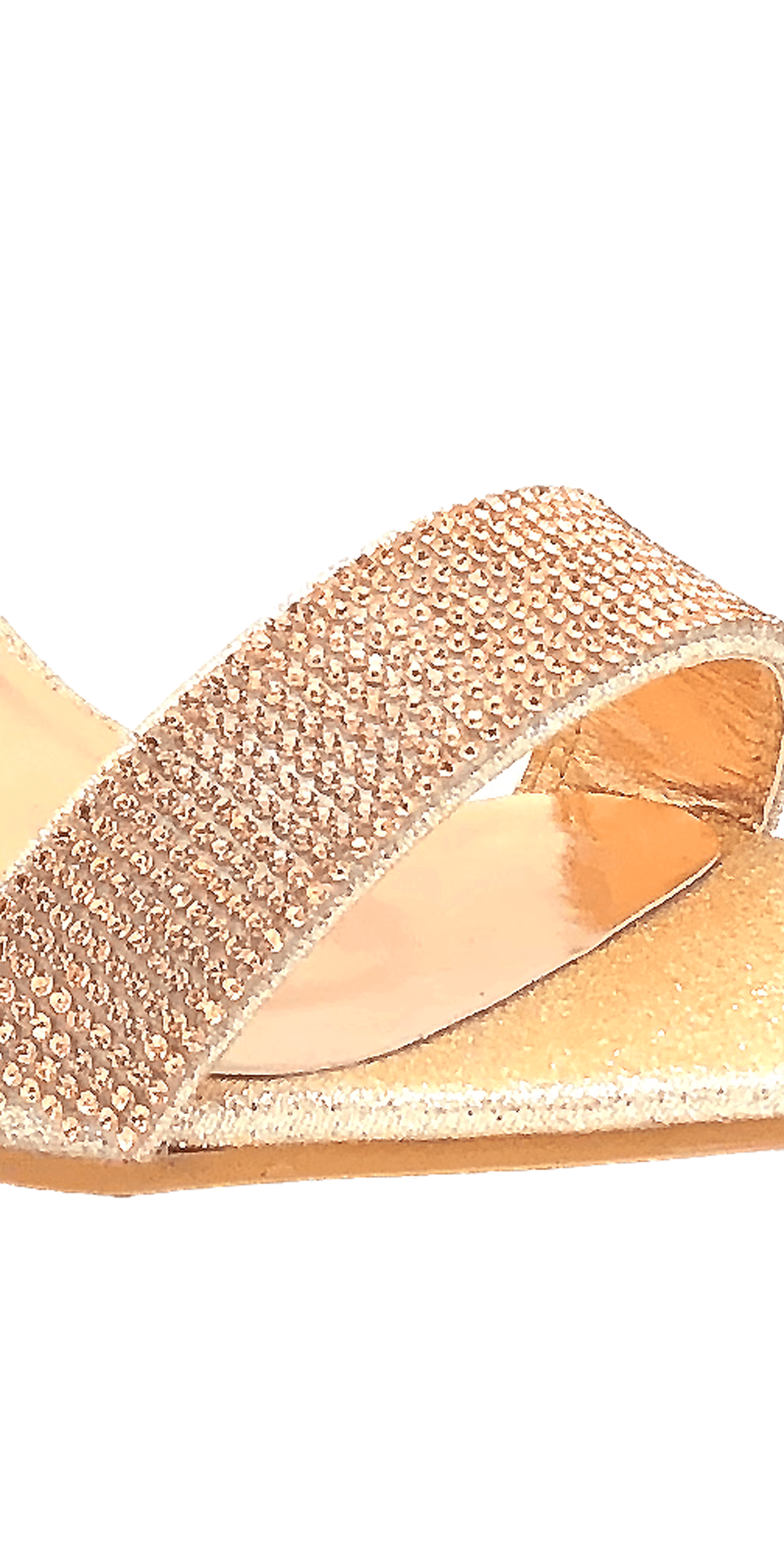 champagne/size/5.5/Camille La Vie/Caroi Rhinestone Mid Heel Zip Back Ankle Strap Sandal/close up