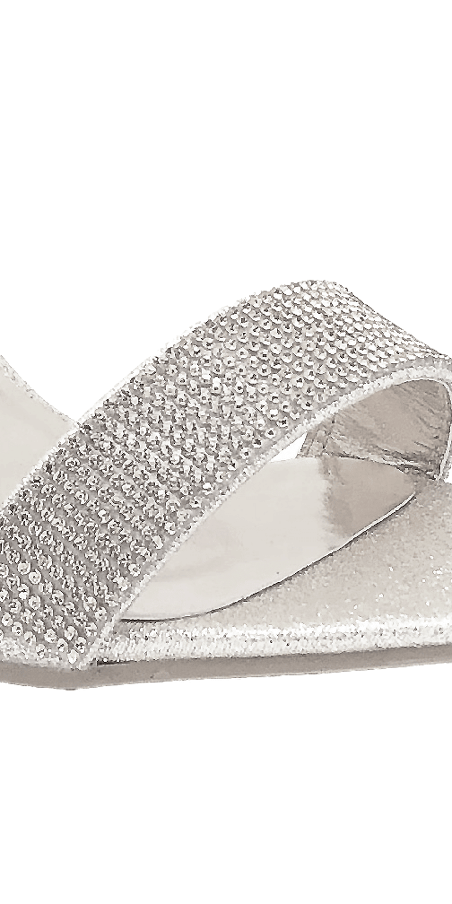 champagne/size/5.5/Camille La Vie/Caroi Rhinestone Mid Heel Zip Back Ankle Strap Sandal/close up