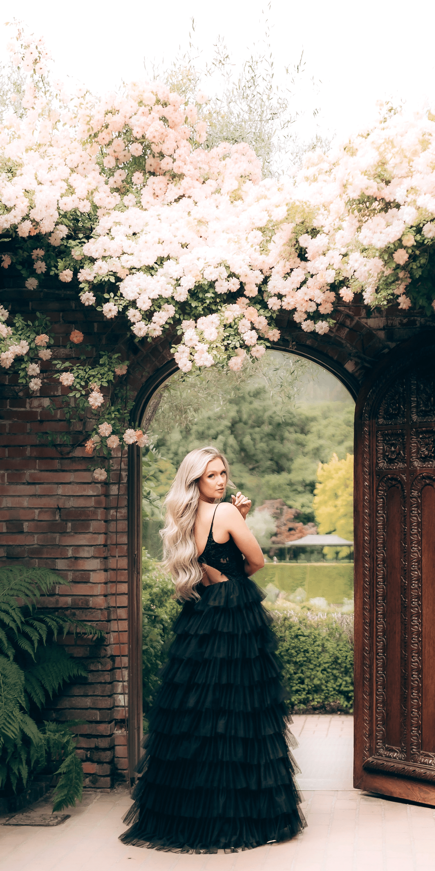 Camille La Vie Mesh Tiered Corset KeyholeBack Ballgown