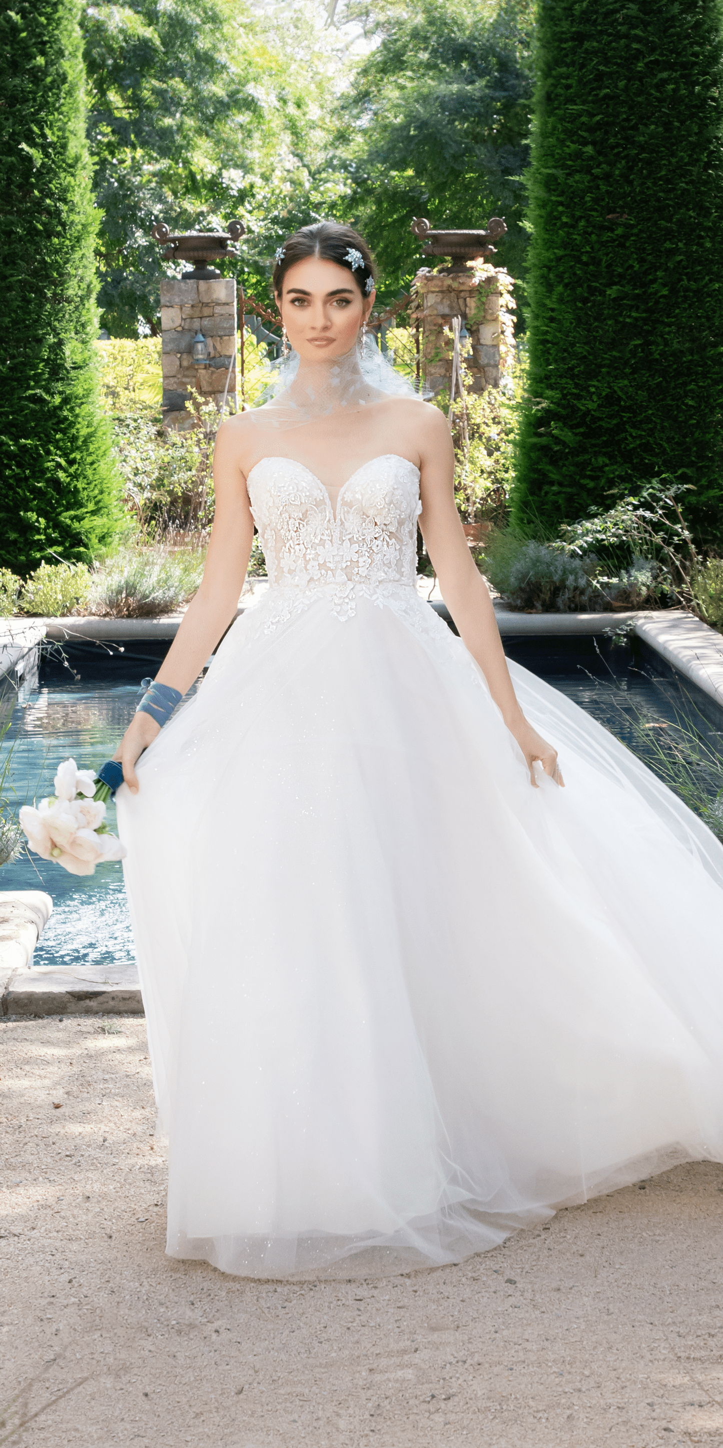 Camille La Vie Tulle A Line Dress with 3D Embellished Appliques