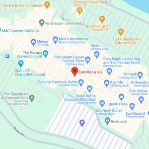 Shop dresses for Prom, Homecoming, Evening, Wedding and more at Camille La Vie in Concord Map