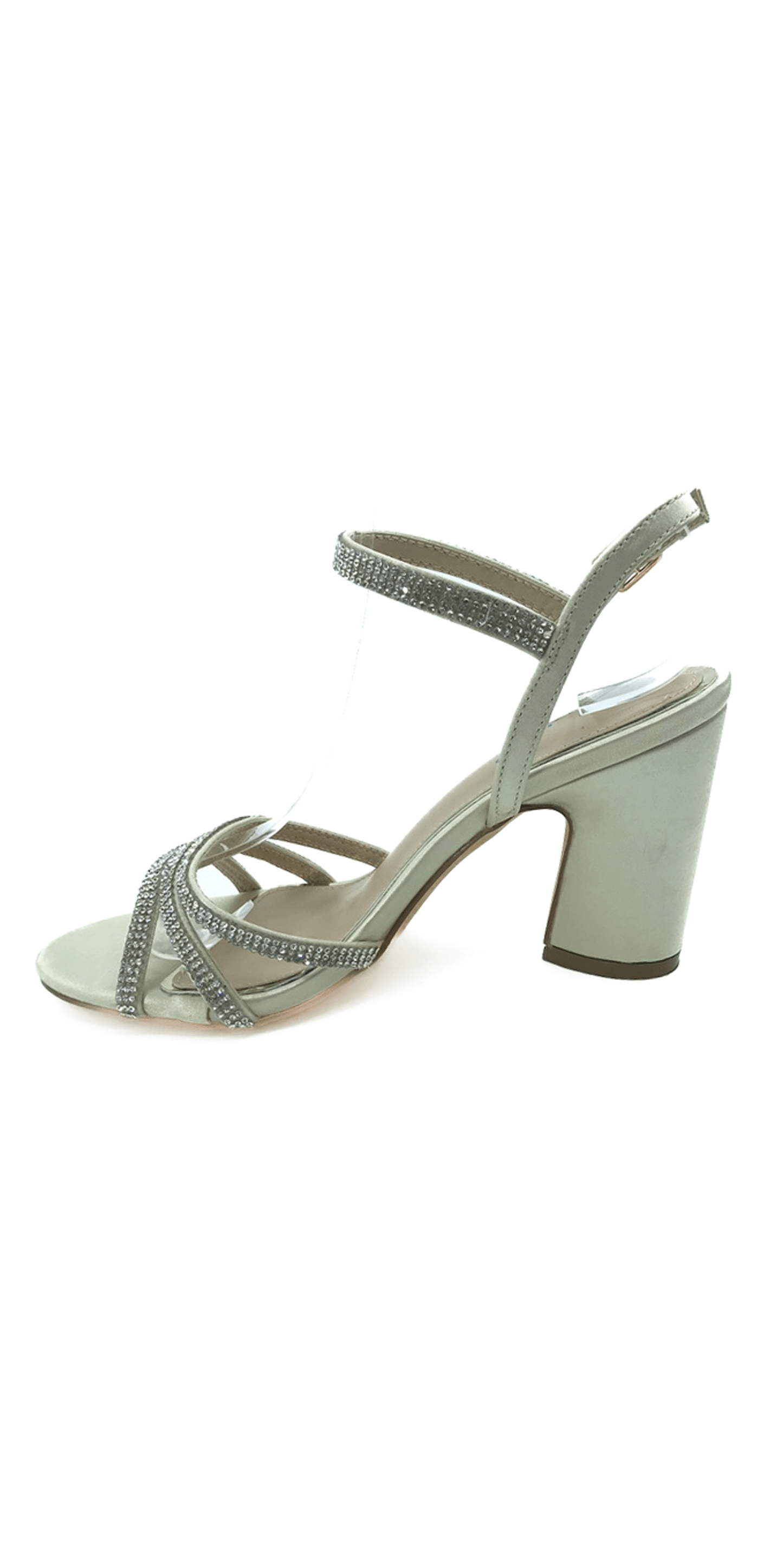 Camille La Vie Strappy Rhinestone Ankle Strap Block Heel Sandal