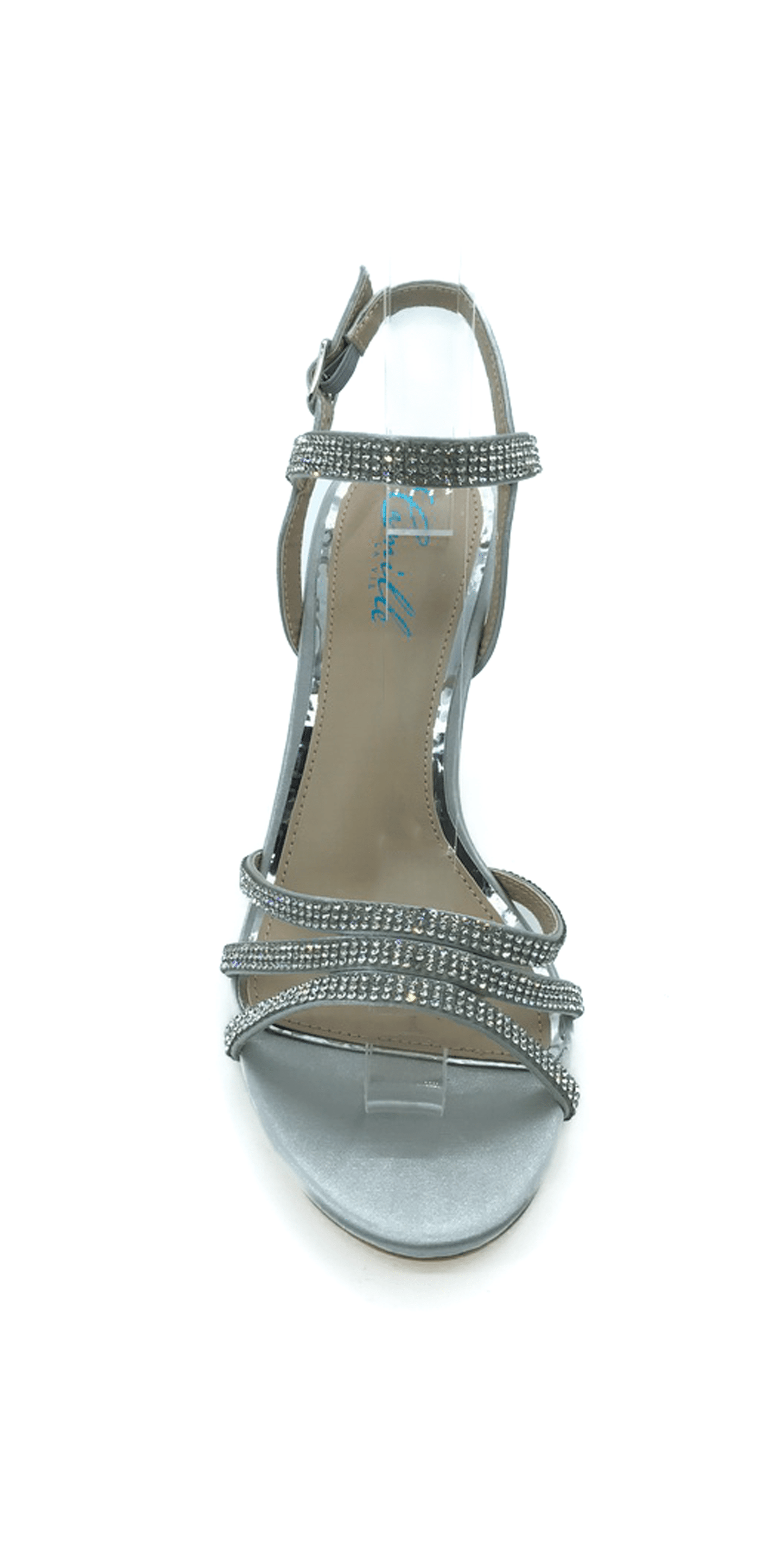 Camille La Vie Strappy Rhinestone Ankle Strap Block Heel Sandal