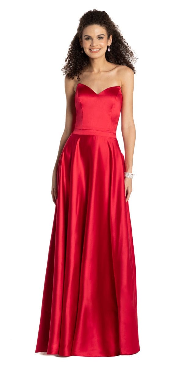 berry/ Size 0/ missy/ Camille La Vie/ Sweetheart Satin A Line Lace Up Back Dress/front