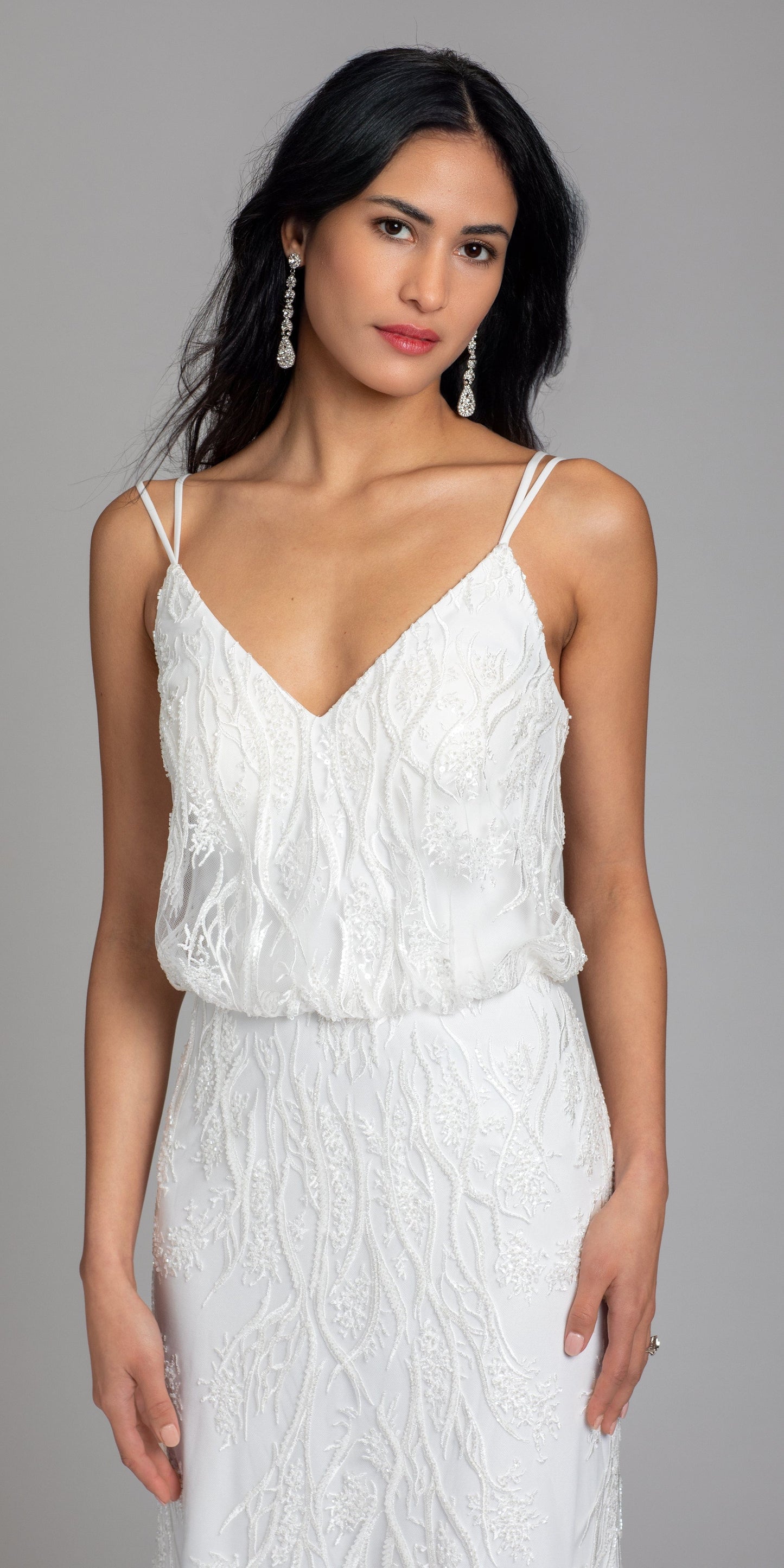 ivory/ Size 4/ missy/ Camille La Vie /Strappy Back Beaded Embellished Blouson Dress/front alt