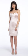Short Satin Sweetheart Corset Back Dress Image 7
