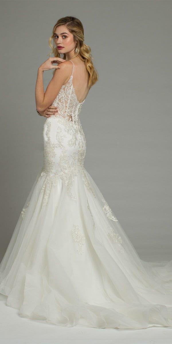 ivory/ Size 4/ missy/ Camille La Vie/ Beaded Embroidered Sweetheart Mermaid Dress/back