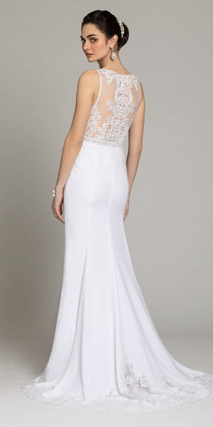 Crepe V-Neck Beaded Lace Gown Image 4