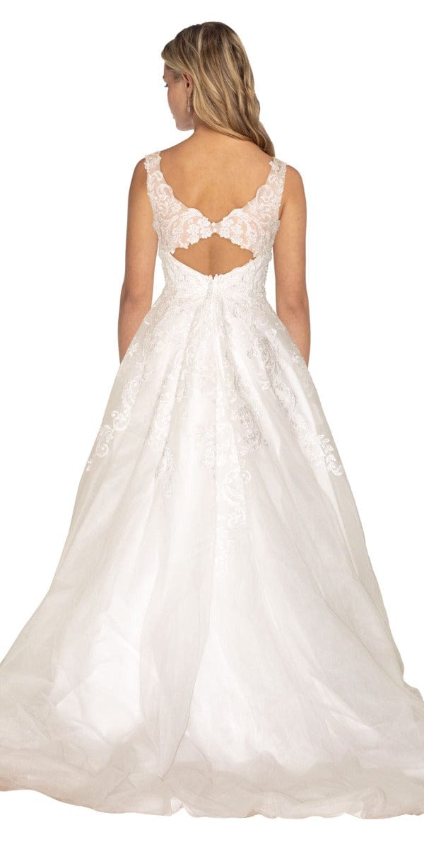 ivory/ Size 6/ missy/ Camille La Vie /Rhinestone Encrusted Keyhole Tulle A Line Dress/back 1