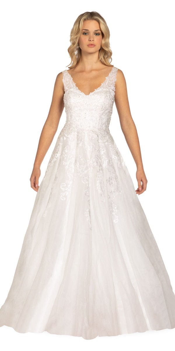 ivory/ Size 4/missy/ Camille La Vie /Rhinestone Encrusted Keyhole Tulle A Line Dress/front