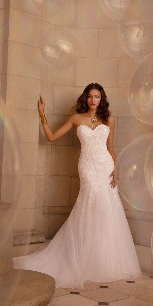 Sweetheart Embroidered Trumpet Dress with Tulle Godets Camille