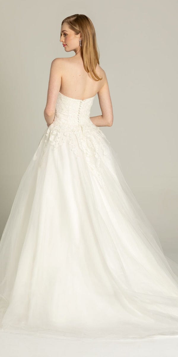 ivory/ Size 2/ missy /Camille La Vie Embellished Embroidered Strapless Tulle Ballgown/back