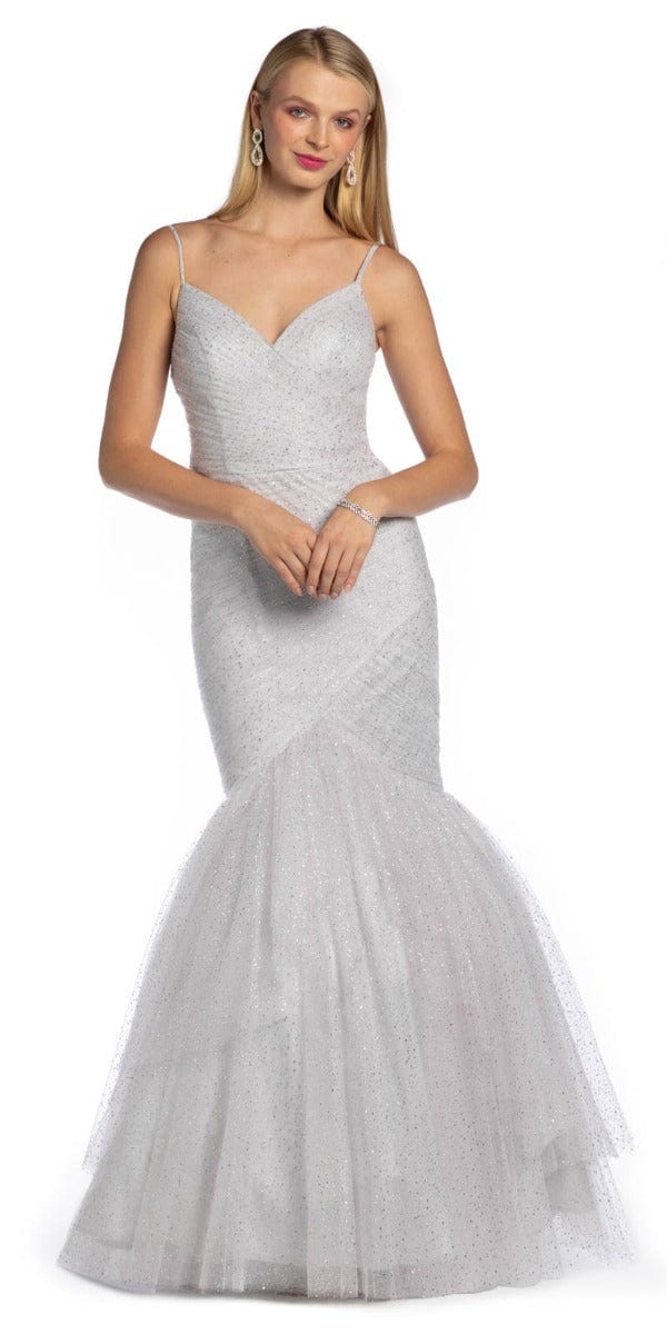 Camille La Vie/ Glitter Tulle All Over Ruched Mermaid Dress/missy /size/ 2 /ivory/front
