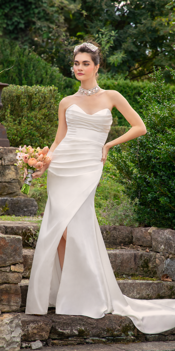 casual beach wedding dresses A-Line Straps Lace Summer Dress Destination Elegant With Deep-V Back And Split Front Short length skirt will undoubtedly accentuate the brides curvaceous figure beautifully Beach Bridal Gowns | Sophia