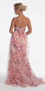 Floral Print Mesh Sweetheart A Line Dress with Side Slit Image 4