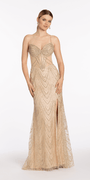 Sweetheart Rhinestone Glitter Mesh Corset Column Dress Image 2