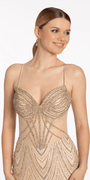 Sweetheart Rhinestone Glitter Mesh Corset Column Dress Image 4