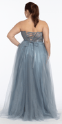 dusty-blue/size14/ plus/Camille La Vie /Strapless Beaded Corset Glitter Tulle Ballgown/back