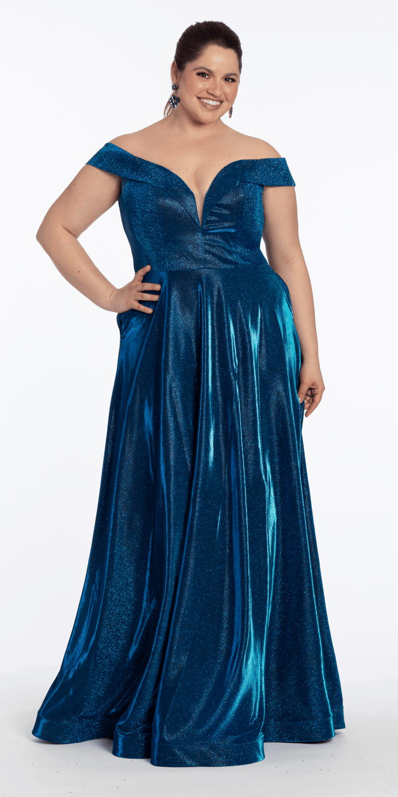 slim fit dress slacks Glitter Drape Off the Shoulder Corset Mermaid Dress – Camille La Vie
