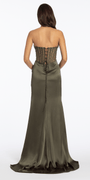Strapless Satin Embellished Corset Column Dress Image 5