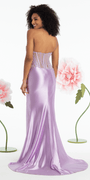 lavendar/size/4/ missy/Camille La Vie/Strapless Satin Rhinestone Corset Column Dress/ back