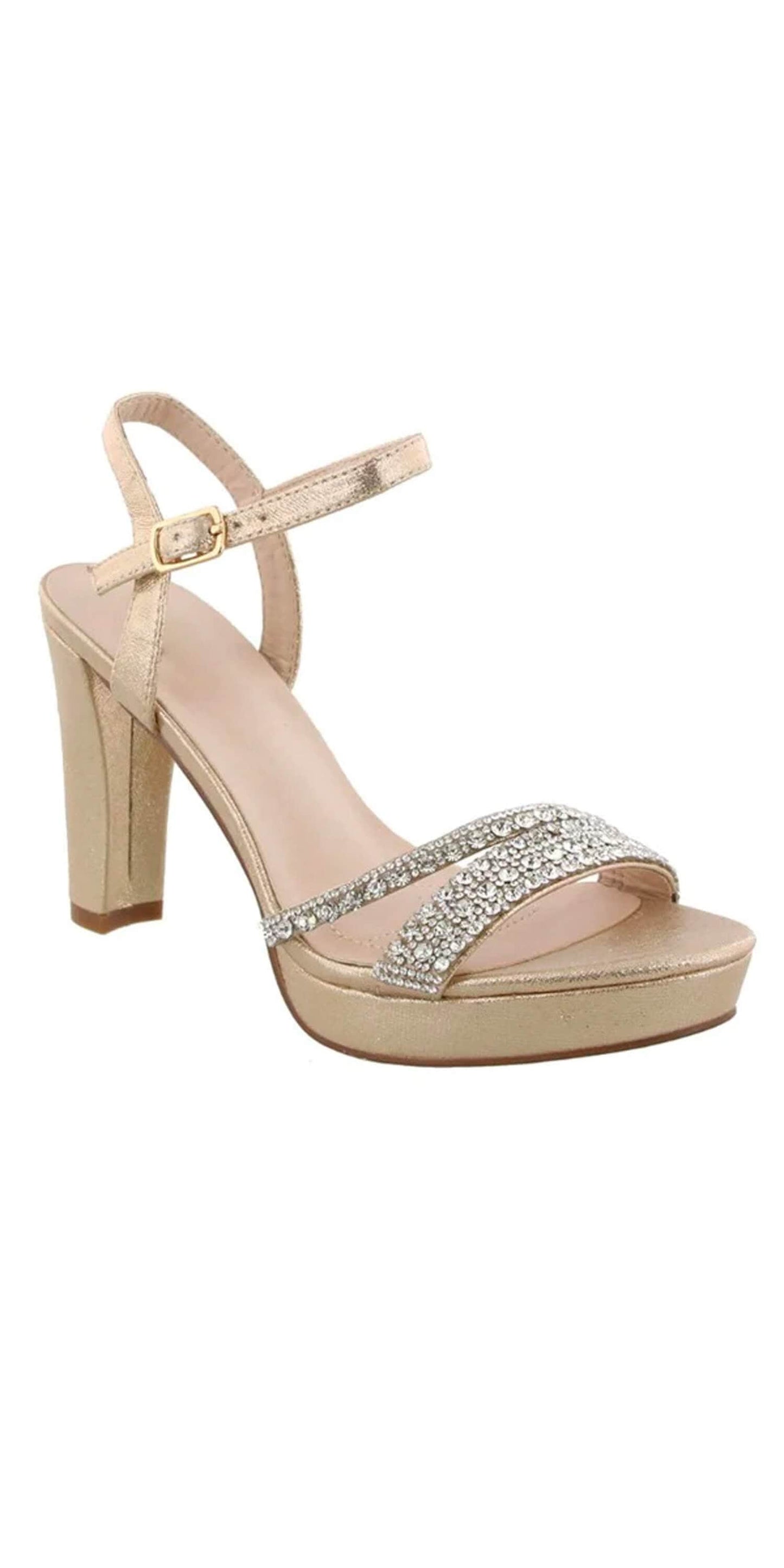 Camille La Vie/ Amara Rhinestone Platform Sandal/ Size 5.5 / champagne/front