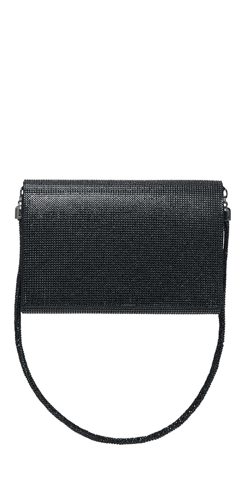 Camille La Vie Rhinestone Full Flap Satin Handbag with Detachable Strap OS / black