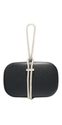 Camille La Vie Satin Oval Box Handbag with Rhinestone Hand Strap OS / black