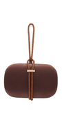 Camille La Vie Satin Oval Box Handbag with Rhinestone Hand Strap OS / brown