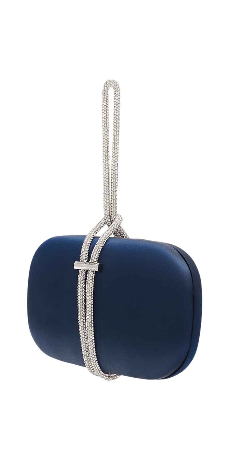 Camille La Vie Satin Oval Box Handbag with Rhinestone Hand Strap OS / navy