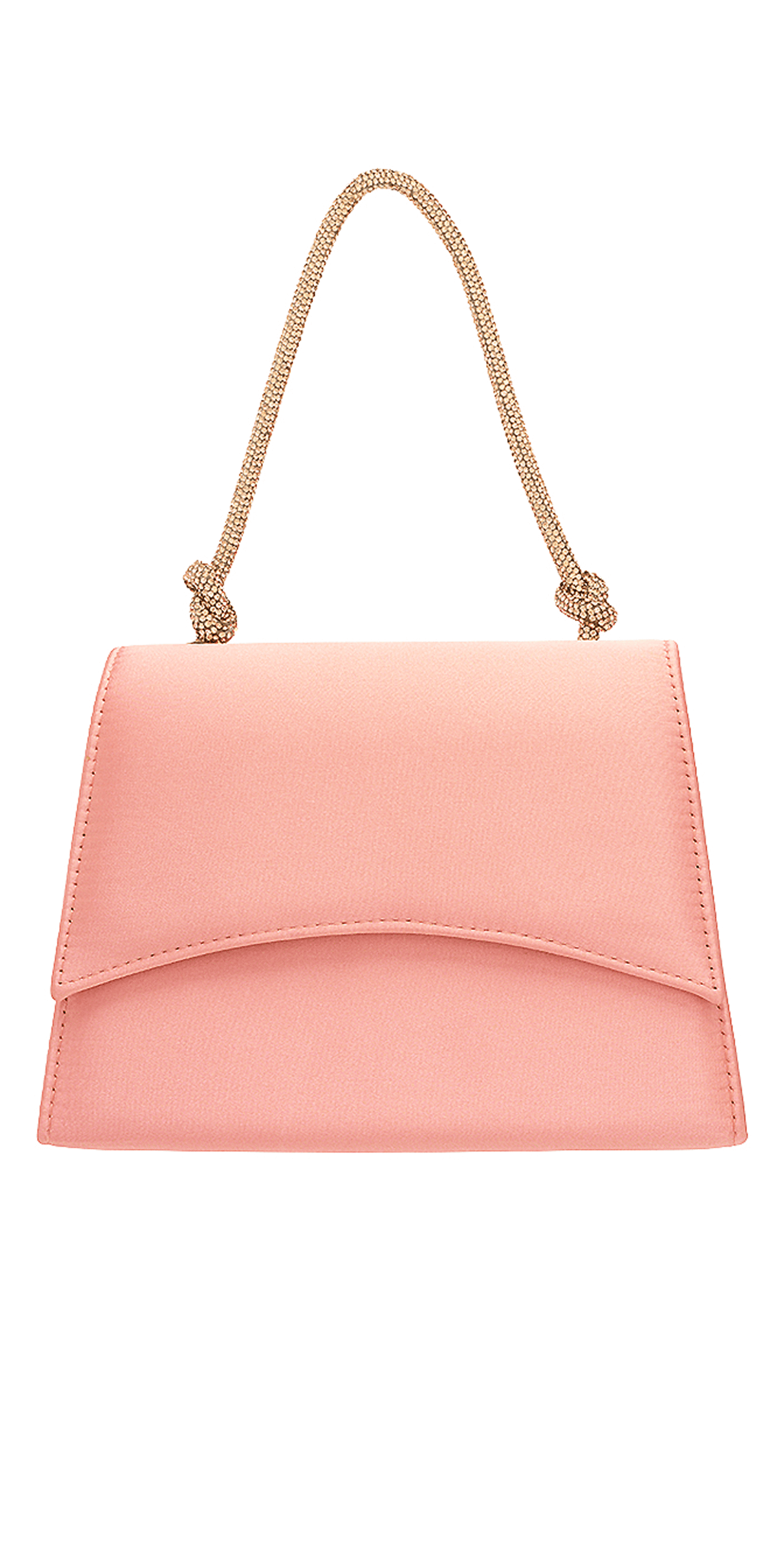 Camille La Vie/ Satin 1/2 Flap Kelly Handbag with Rhinestone Handle/ OneS ize/ apricot/front