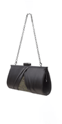 Pleated Satin Handbag with Rhinestone Detail Image 1
