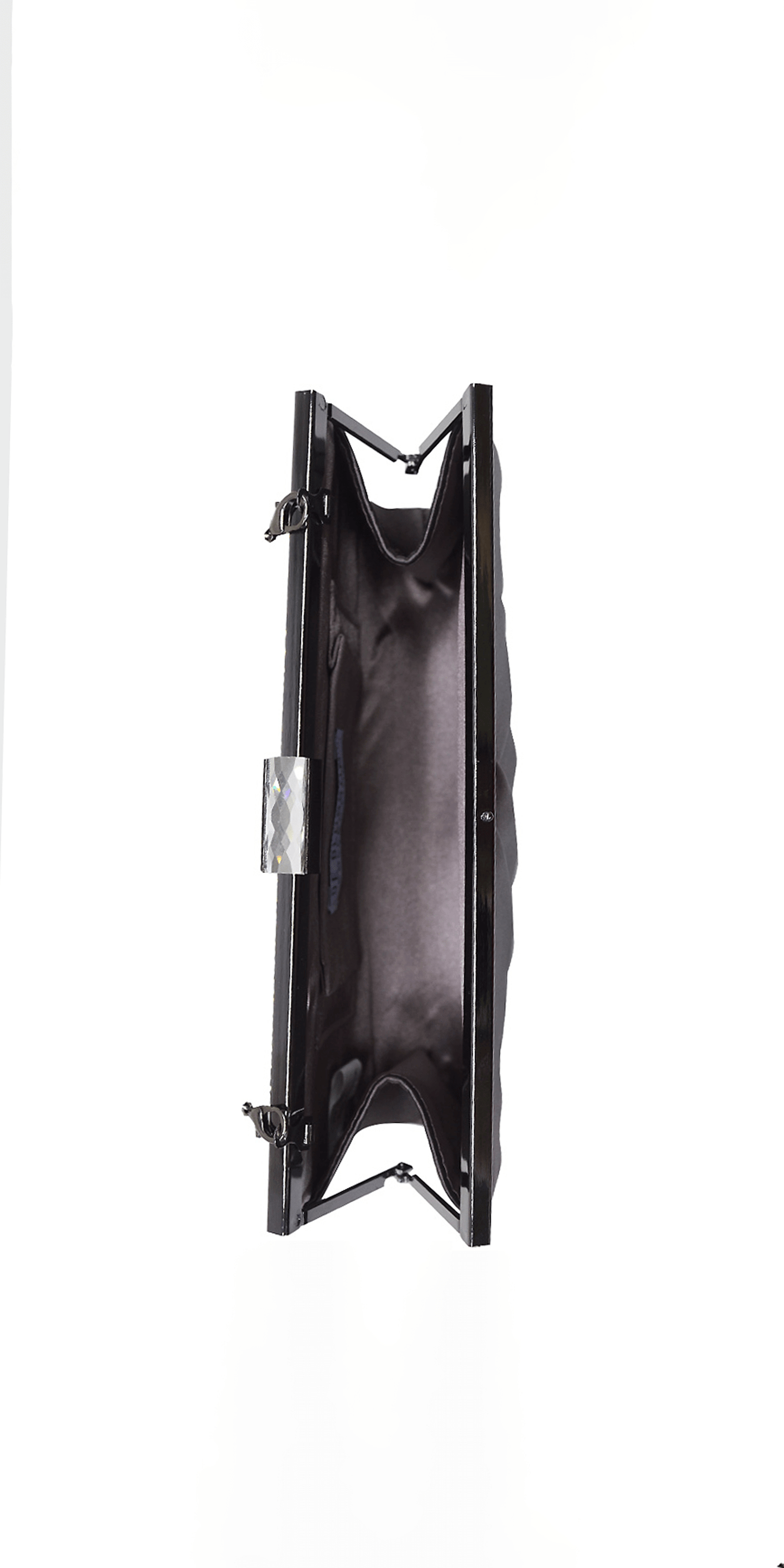 graphite/ one size/Camille La Vie /Pleated Satin Handbag with Rhinestone Detail/open