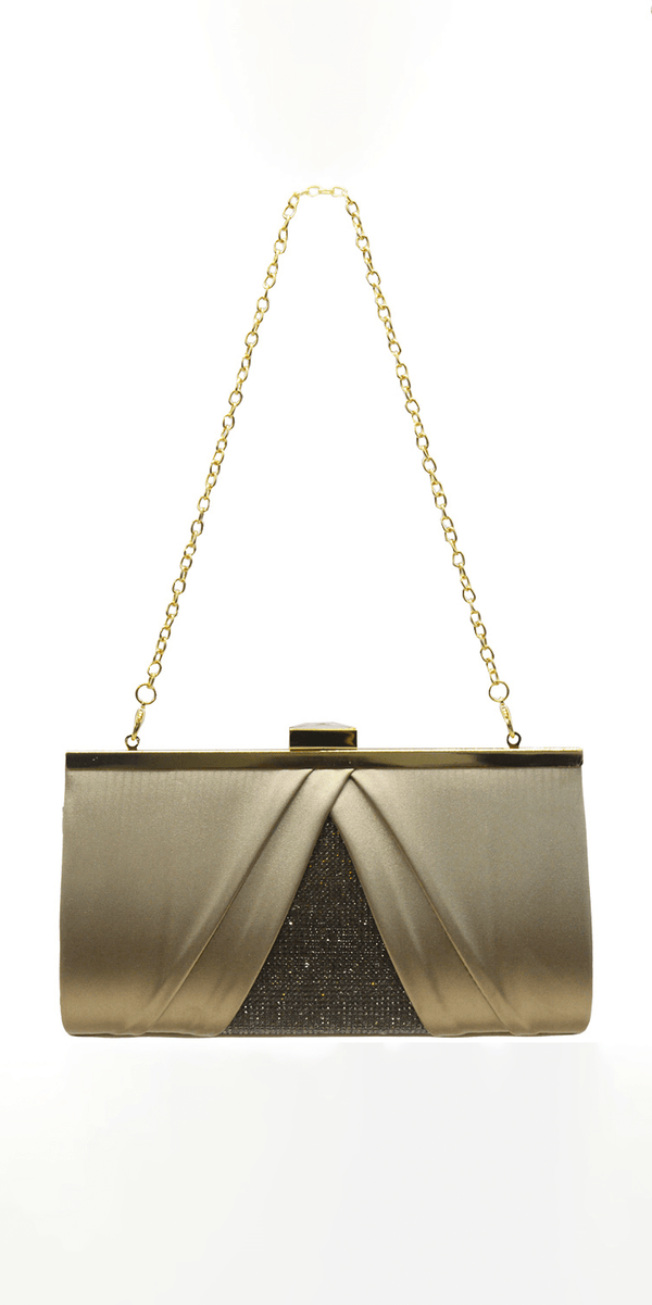 Pleated Satin Handbag with Rhinestone Detail Image 4