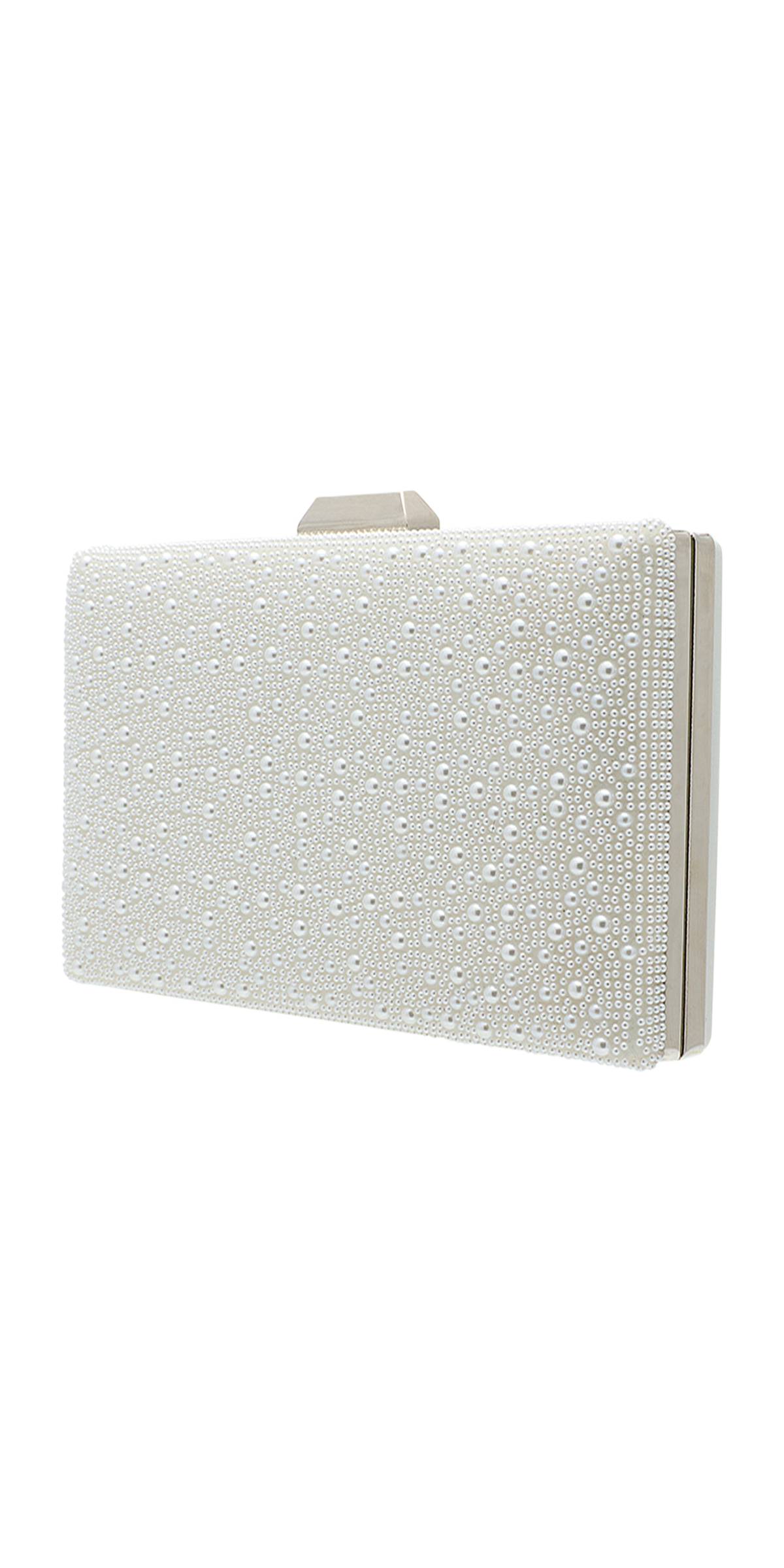 white/size/one-size/Camille La Vie/Pearl and Satin Handbag with Metal top Closure/angle