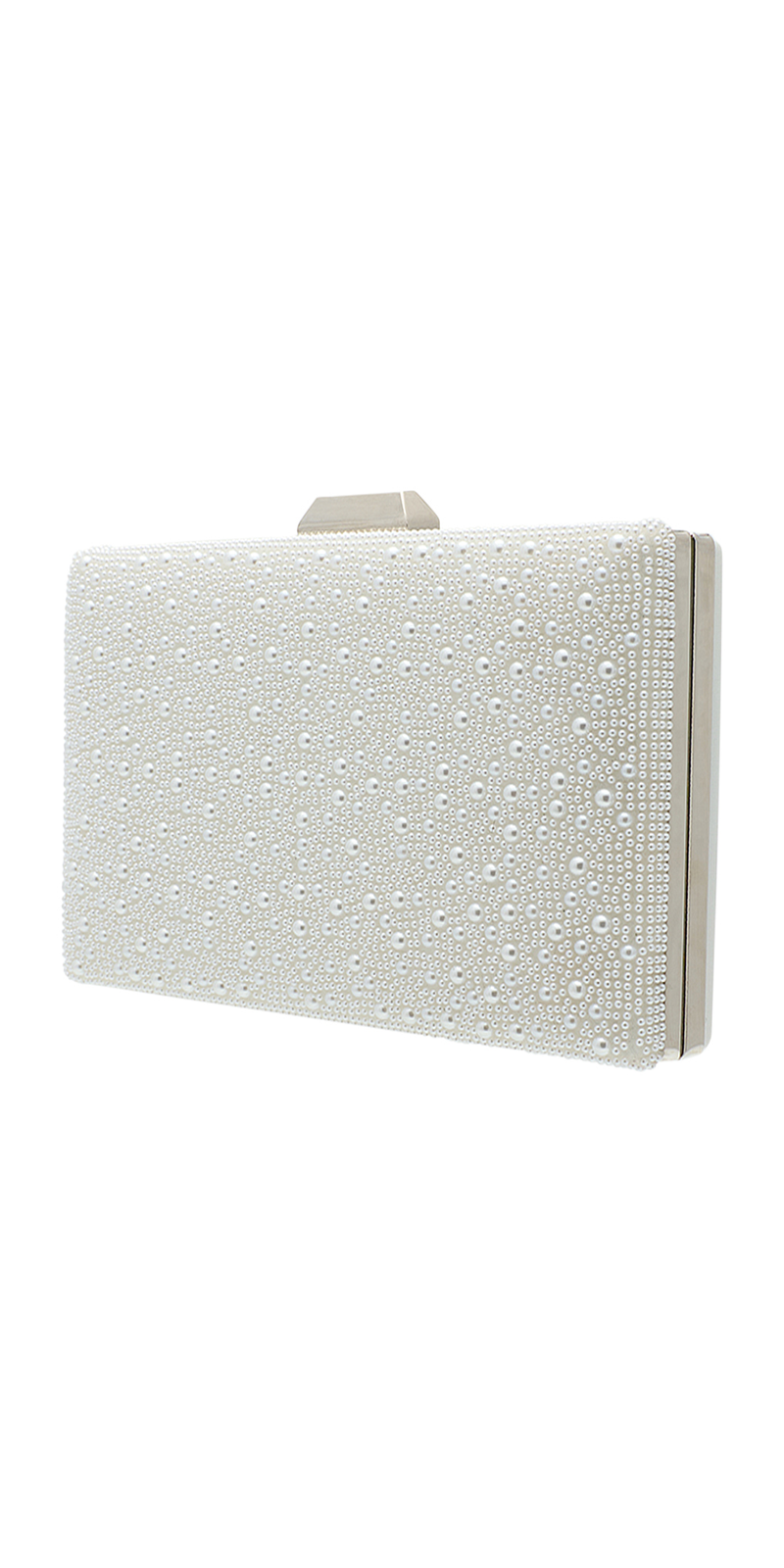 white/size/one-size/Camille La Vie/Pearl and Satin Handbag with Metal top Closure/angle