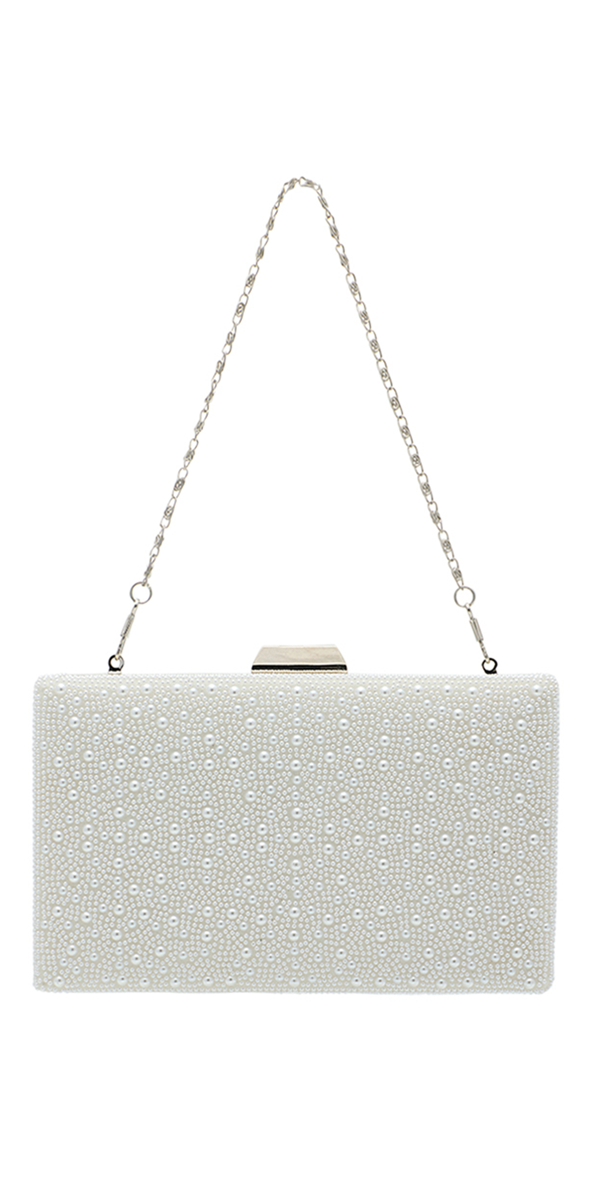 white/size/one-size/Camille La Vie/Pearl and Satin Handbag with Metal top Closure/front
