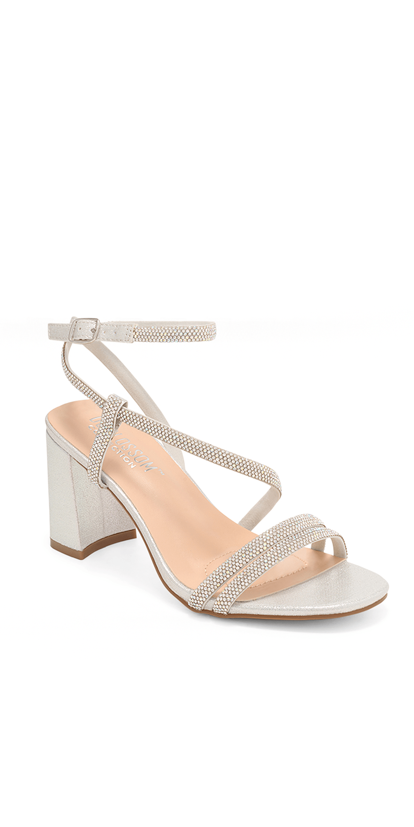 Camille La Vie/ Mars 17 Mid Heel Rhinestone Ankle Strap Sandal/Size 7.5 / silver/side alt