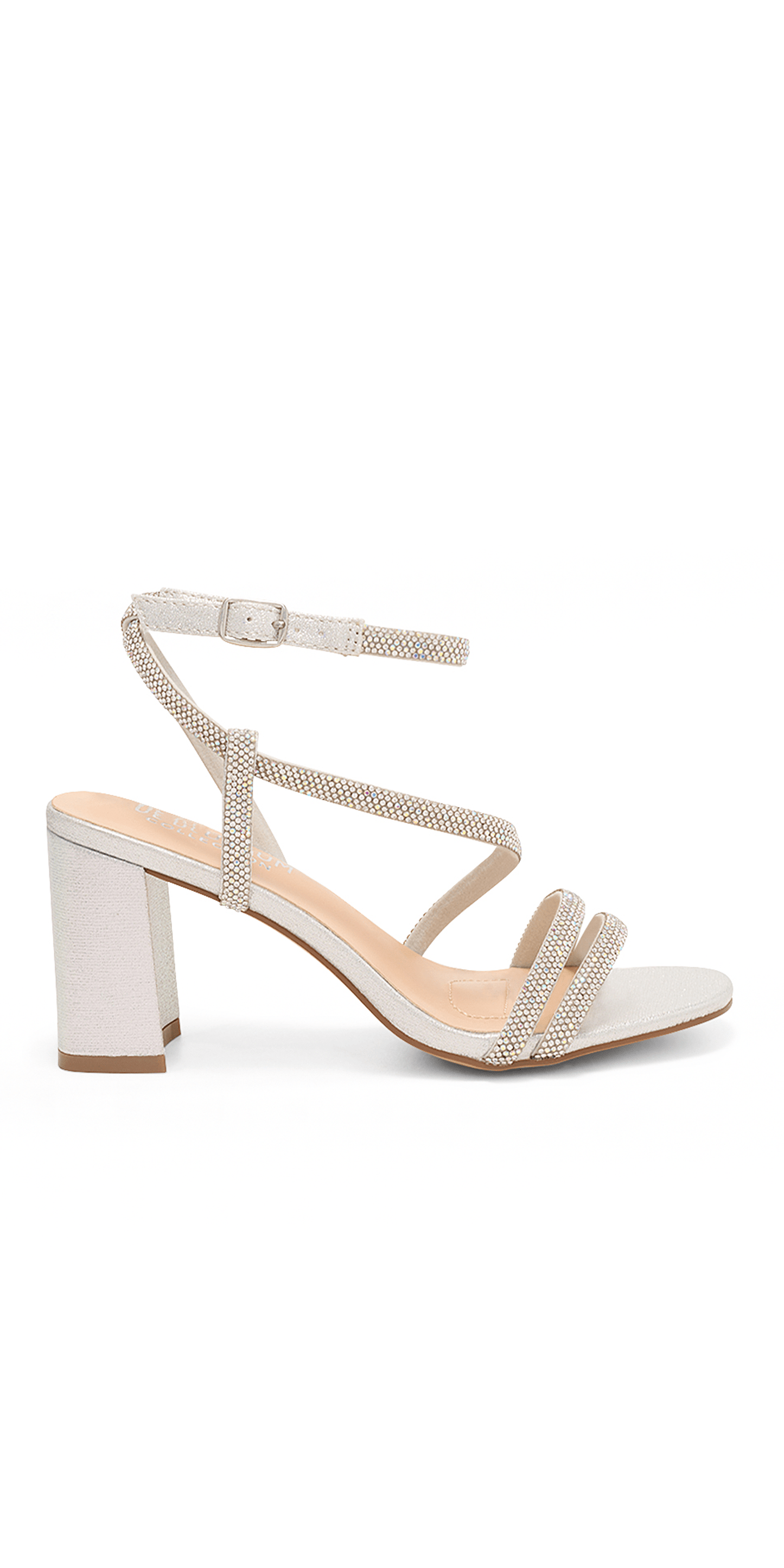 Camille La Vie/ Mars 17 Mid Heel Rhinestone Ankle Strap Sandal/Size 7.5 / silver/side
