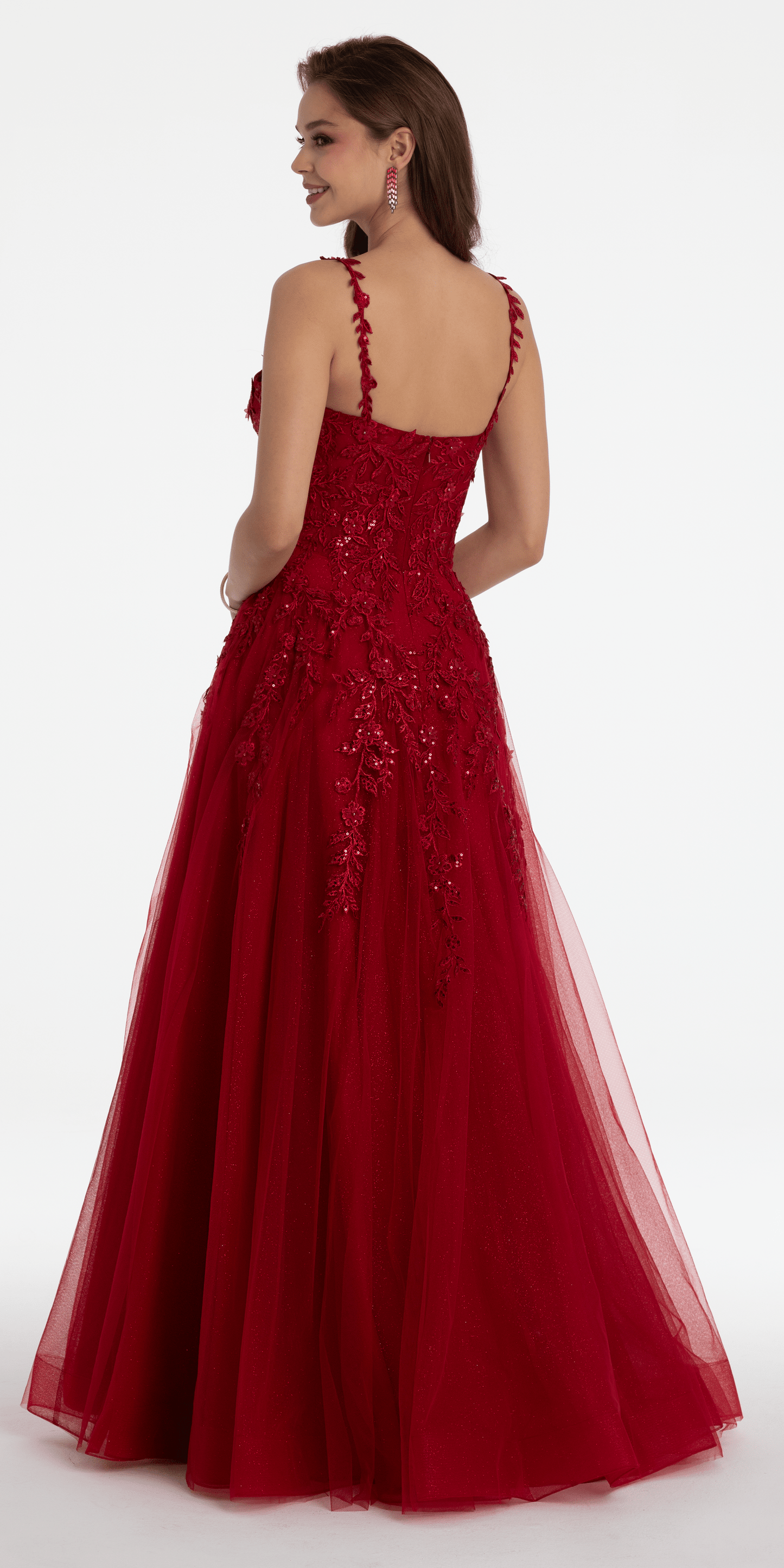 Camille La Vie Embroidered Sweetheart Tulle Ballgown with Side Slit