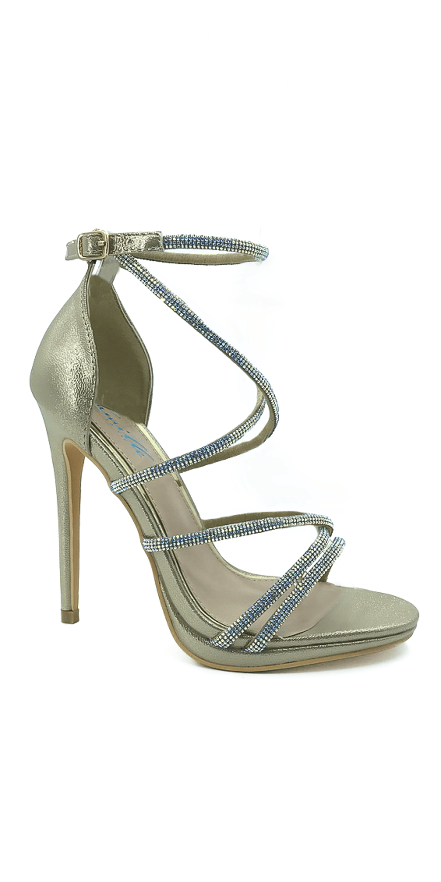 Camille La Vie /Strappy Rhinestone High Heel Sandal/Gold/ Size 9/right-side