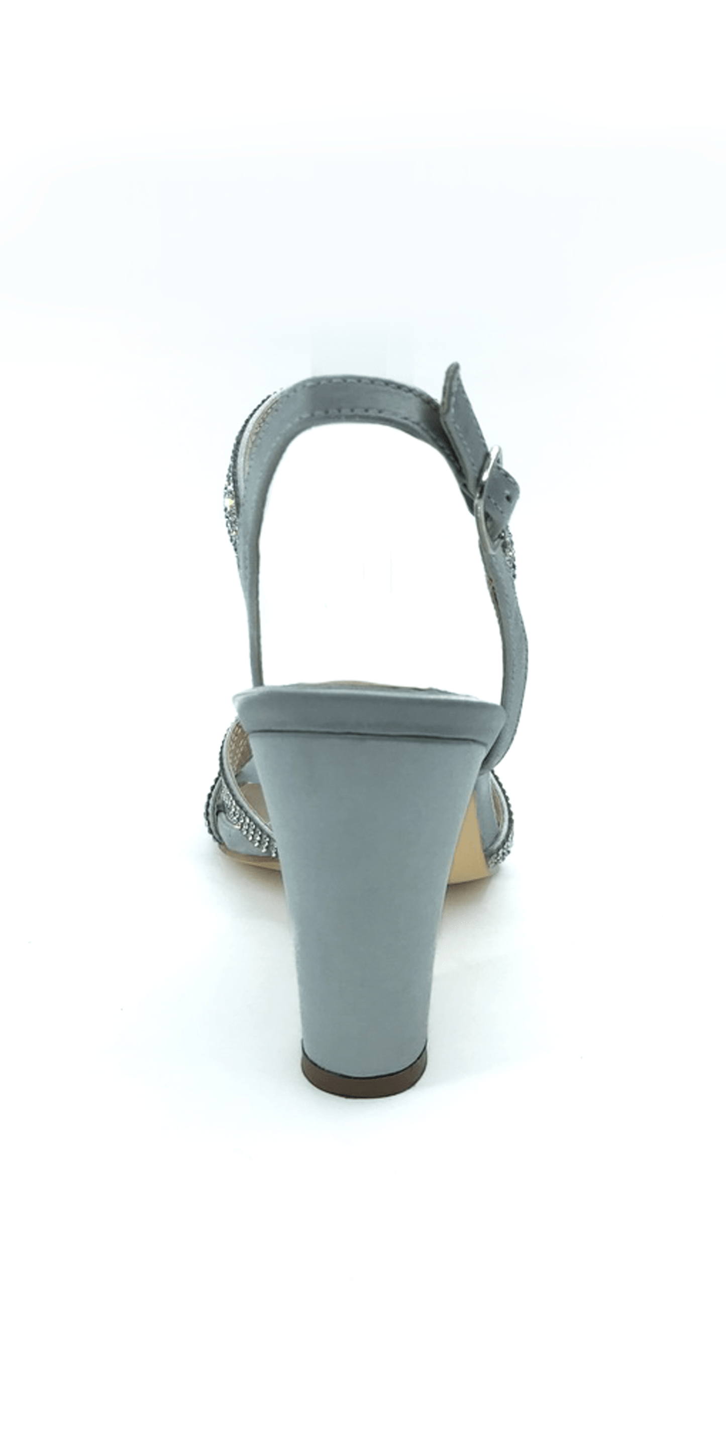 Silver/Camille La Vie/ Strappy Rhinestone Ankle Strap Block Heel Sandal/Size 8.5/Back