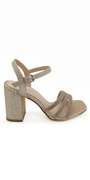 Rhinestone Strappy Block Heel Glitter Sandal Image 1