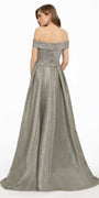 Off the Shoulder Metallic Shimmer Dress Image 5