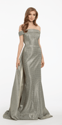 Off the Shoulder Metallic Shimmer Dress Image 1